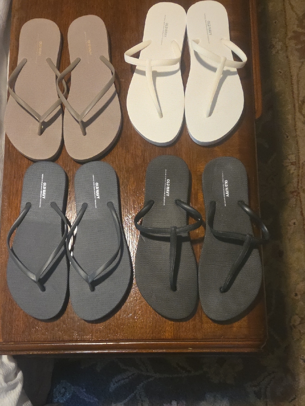 Old Navy Flip Flop Set - White, Taupe, Charcoal, Gray